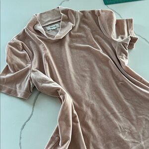 Madewell Velvet Cowl-Neck Short Sleeve Top - Taupe Blush